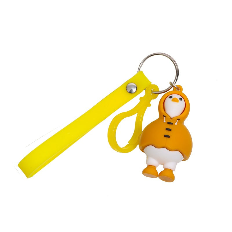 Cartoon Duck Silicone Bead Keychain Cute Soft Rubber Charm 5