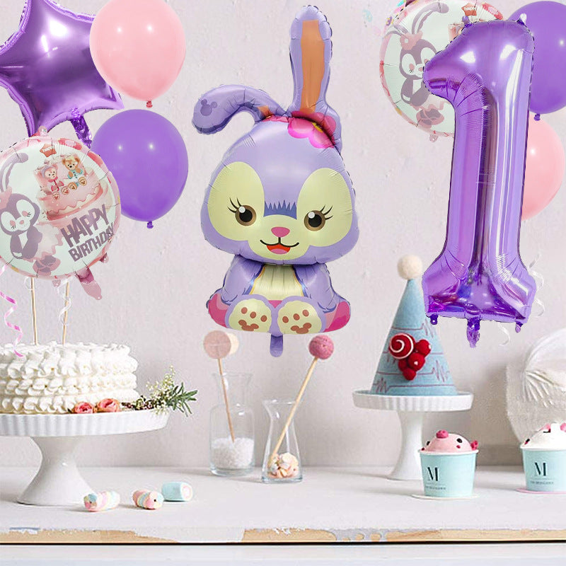 StellaLou Bunny Foil Balloon Birthday Party Decoration Set