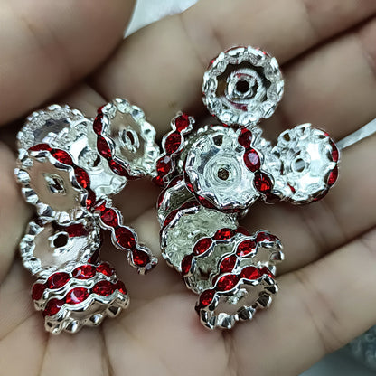 50pcs 12mm Rhinestone Wavy Spacer Beads DIY Jewelry Making 3