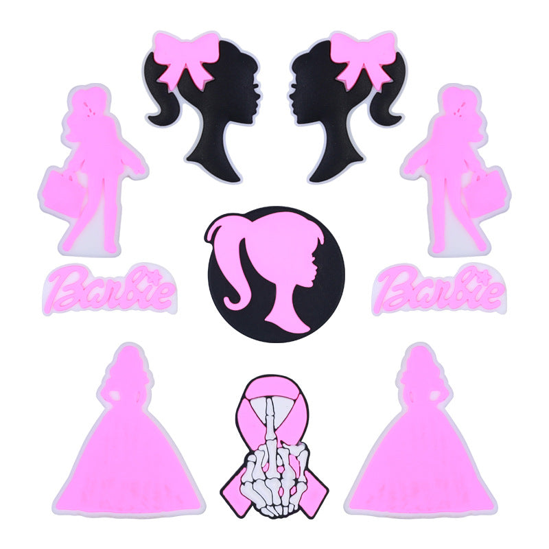 20pcs Silicone Focal Beads Girl Silhouette Round Shape 2