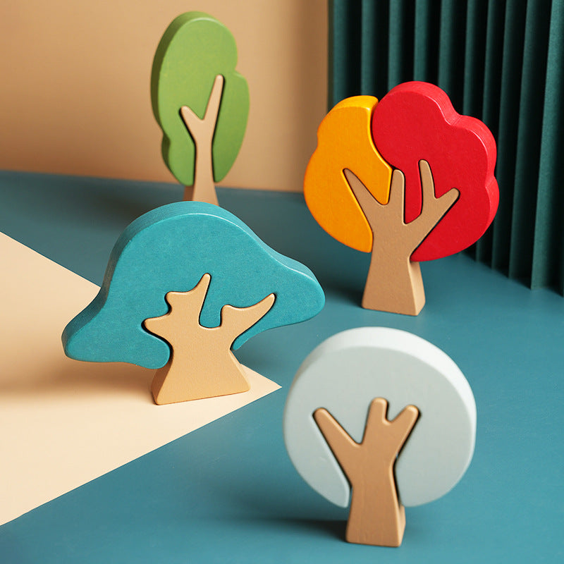 Wooden Building Blocks Forest Trees Montessori Toys