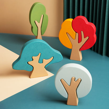 Wooden Building Blocks Forest Trees Montessori Toys