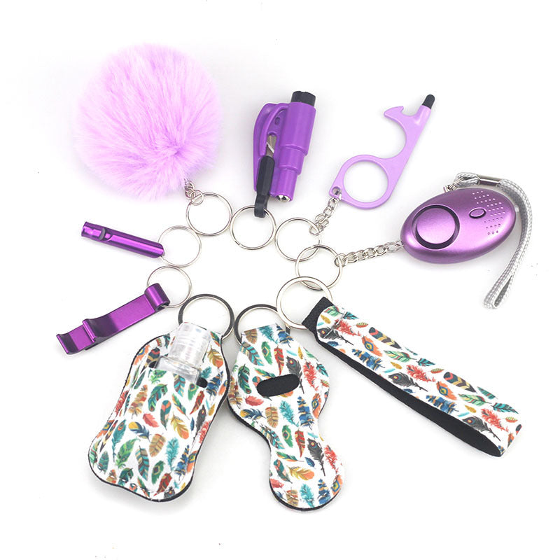 Outdoor Self Defense Alarm Whistle Pompom Keychain 10 Pack 46