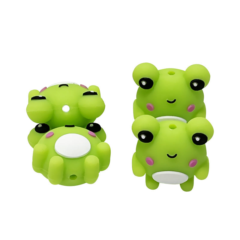 20Pcs Silicone 3D Focal Beads Frog Smiling Face Front Facing 4