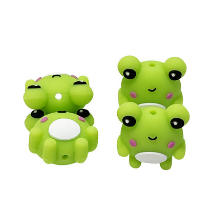 20Pcs Silicone 3D Focal Beads Frog Smiling Face Front Facing 4