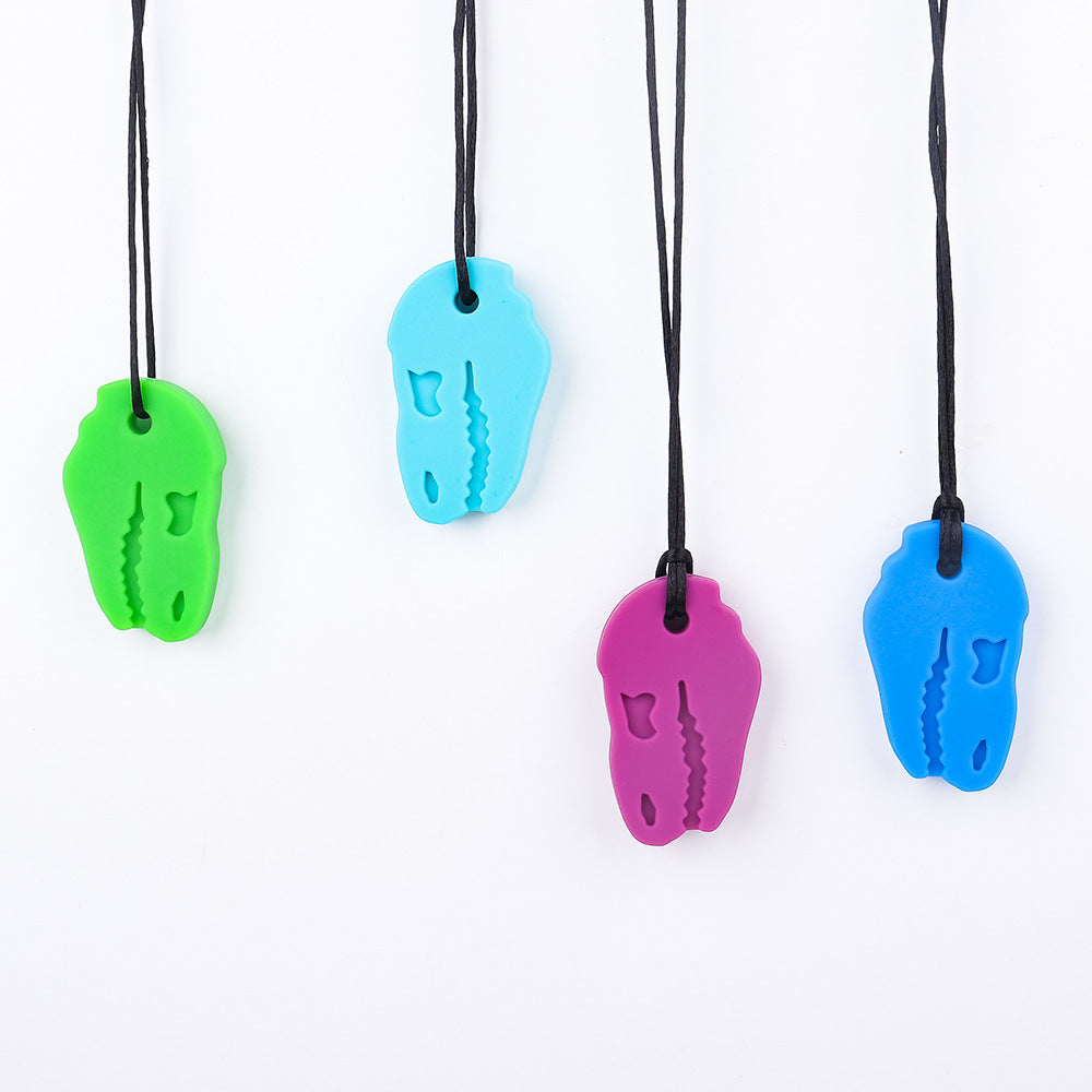 Silicone Dinosaur Head Chew Necklace Sensory Fidget Toy 3