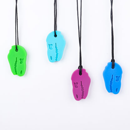 Silicone Dinosaur Head Chew Necklace Sensory Fidget Toy 3