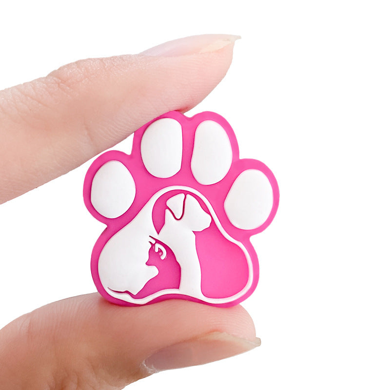 20Pcs Silicone Focal Beads Dog Claw Prints Raised Design 5