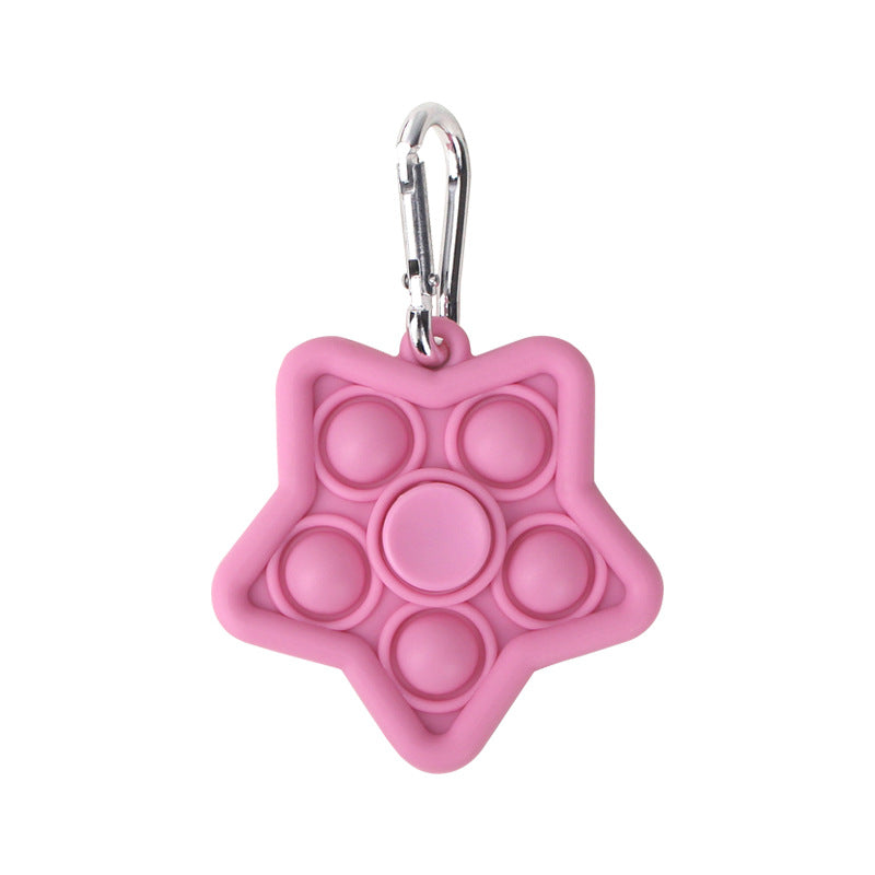 Silicone Star Pop It Fidget Spinner Toy with Keychain 8.1x6.2x3.7cm 8