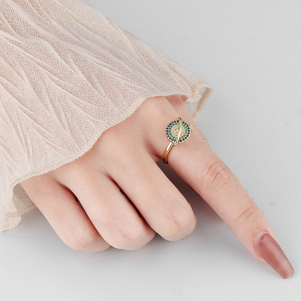 Gold Tone Fidget Ring Adjustable Beaded Anxiety Relief for Women 3