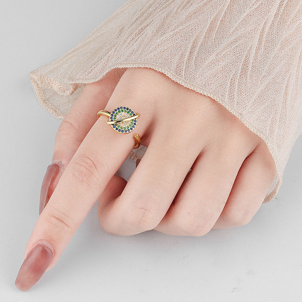 Gold Tone Fidget Ring Adjustable Beaded Anxiety Relief for Women 4