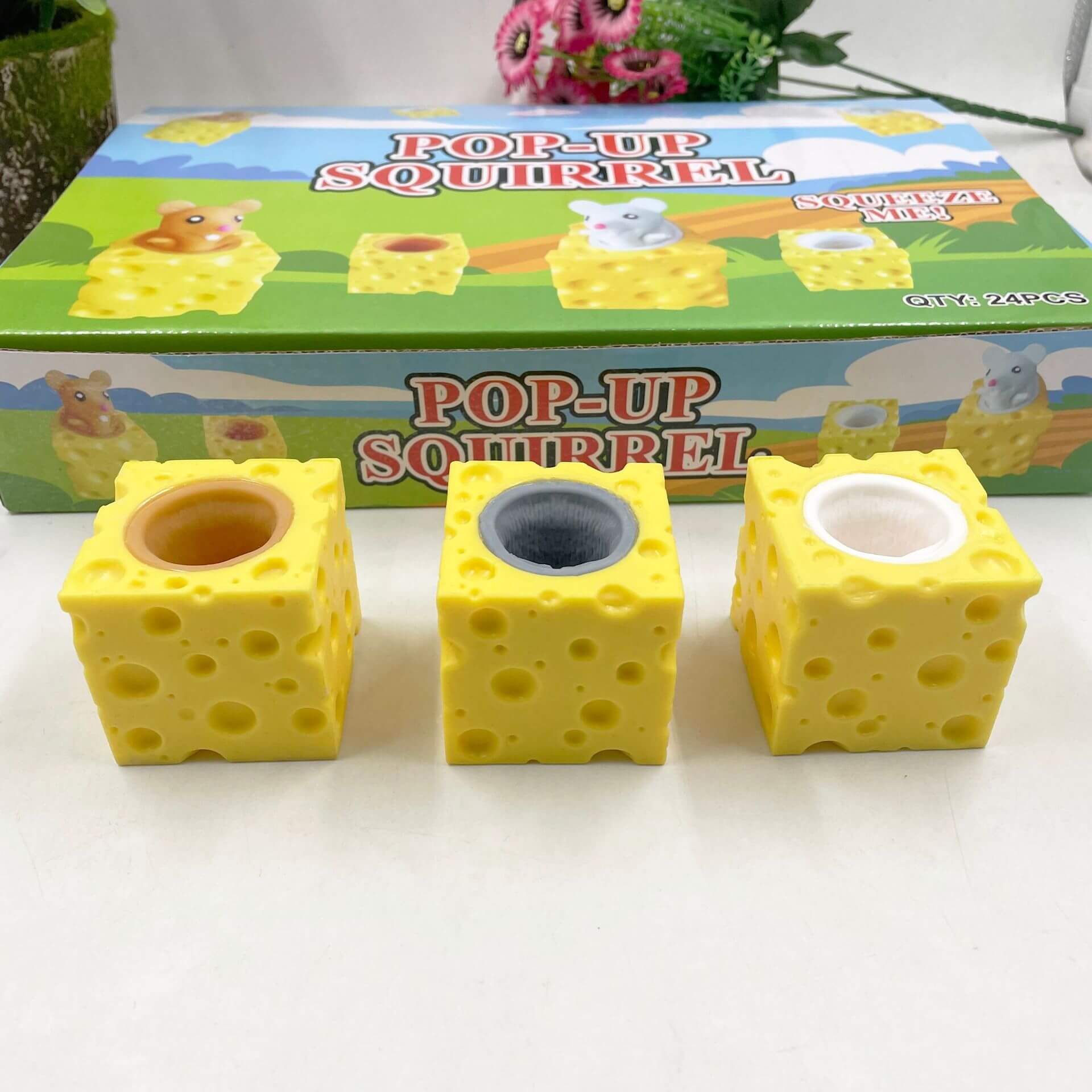 Squishy Toy Pop Up Cheese Squirrel Sensory Fidget Toy 4