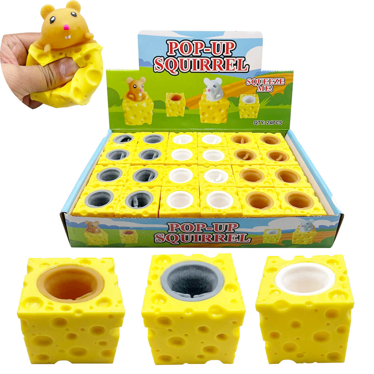 Squishy Toy Pop Up Cheese Squirrel Sensory Fidget Toy