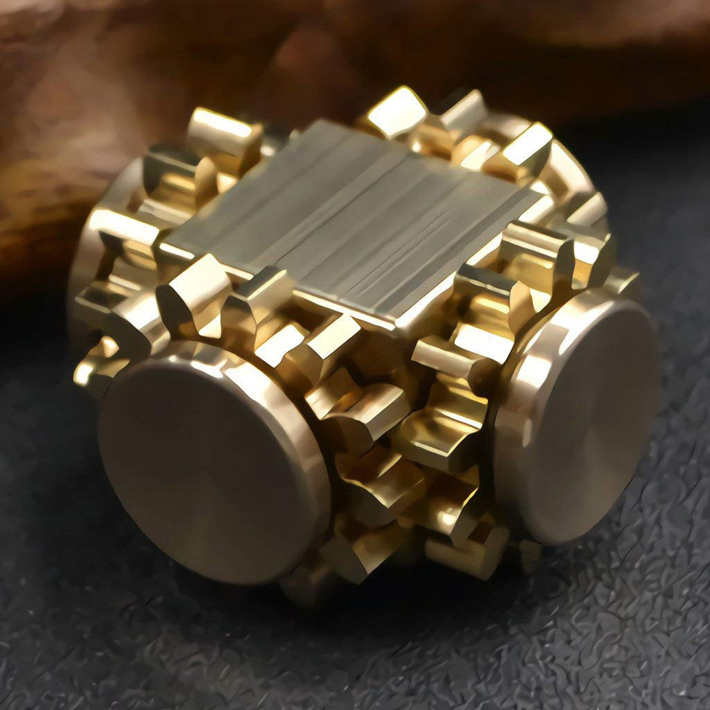 Pure Brass Gear Cube Linkage Metal Fidget Spinner 34mm 6