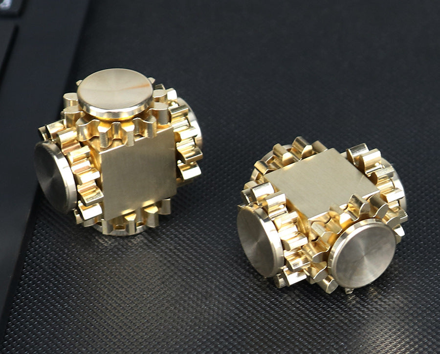 Pure Brass Gear Cube Linkage Metal Fidget Spinner 34mm 7