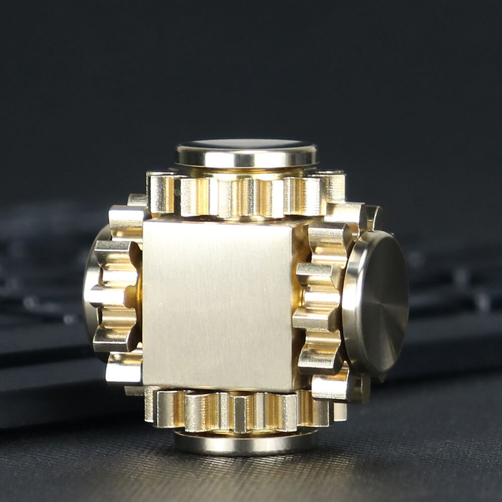 Pure Brass Gear Cube Linkage Metal Fidget Spinner 34mm 4