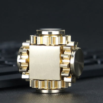 Pure Brass Gear Cube Linkage Metal Fidget Spinner 34mm 4