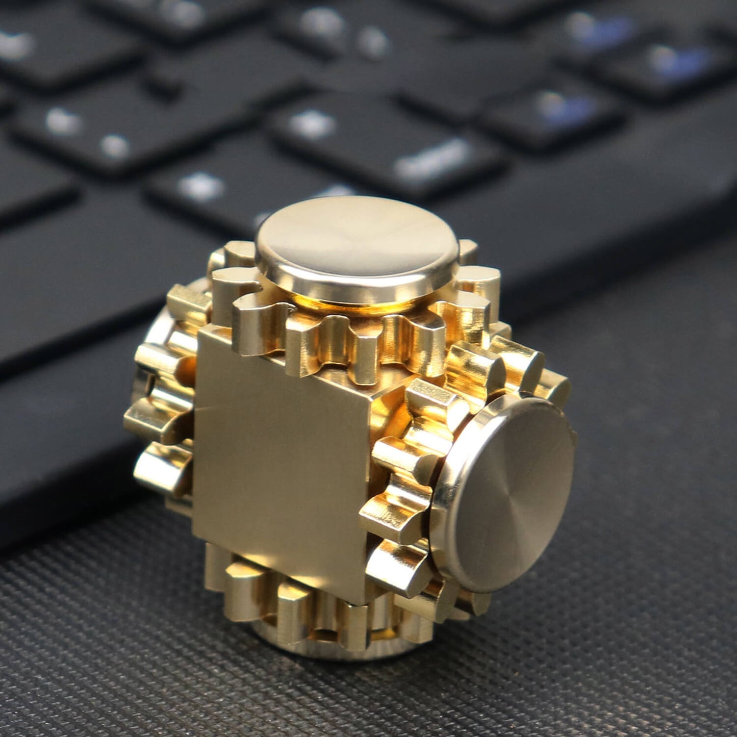 Pure Brass Gear Cube Linkage Metal Fidget Spinner 34mm 2