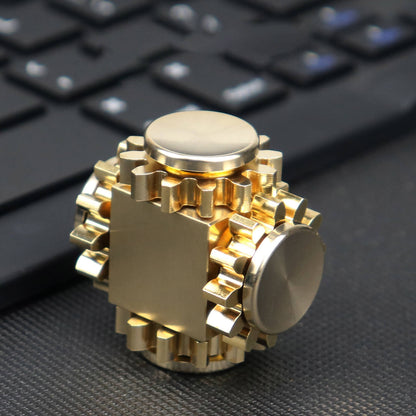 Pure Brass Gear Cube Linkage Metal Fidget Spinner 34mm 2