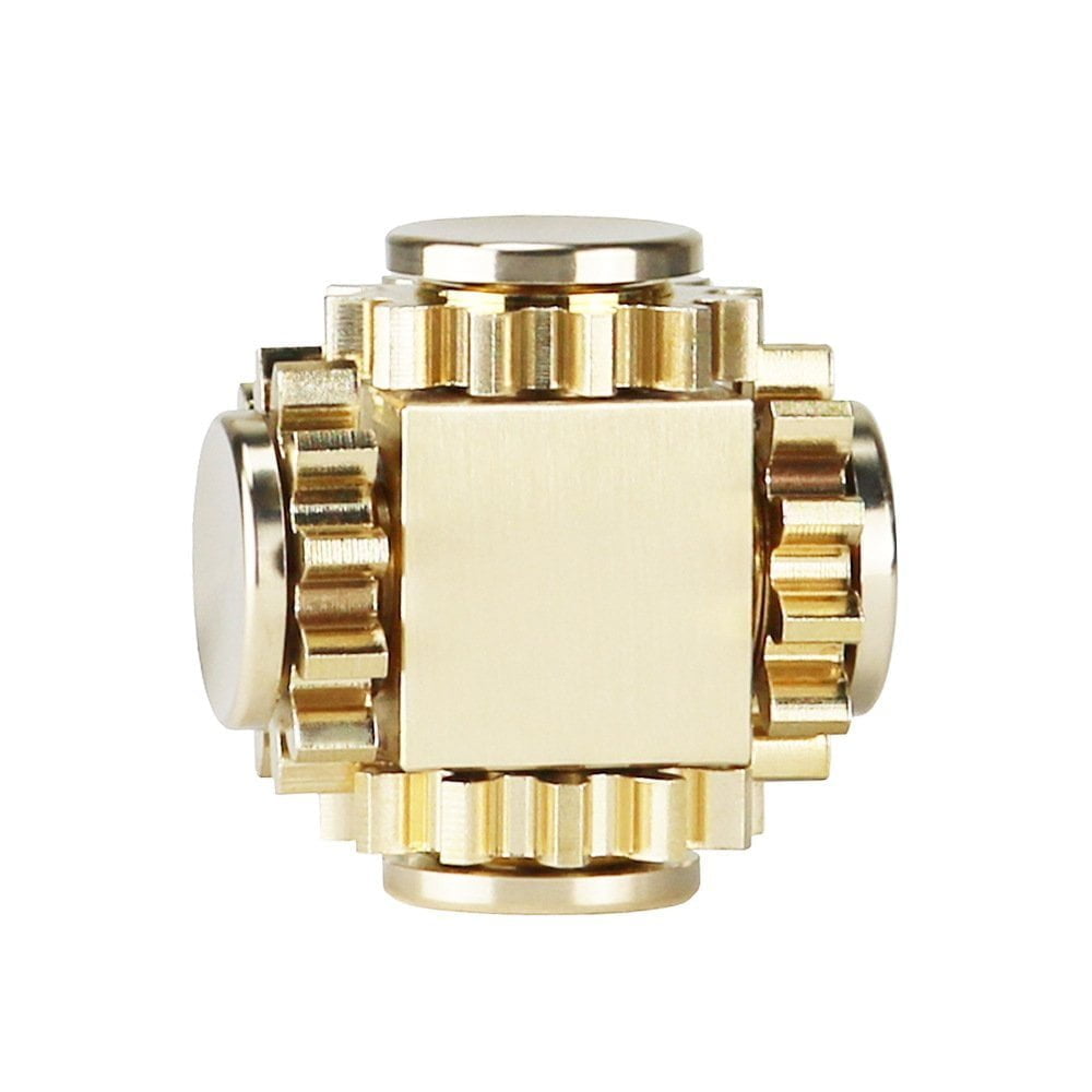 Pure Brass Gear Cube Linkage Metal Fidget Spinner 34mm