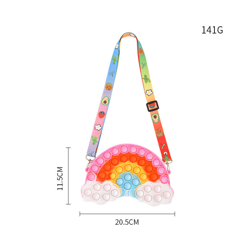 Silicone Pop It Fidget Toy Rainbow Purse for Kids 2