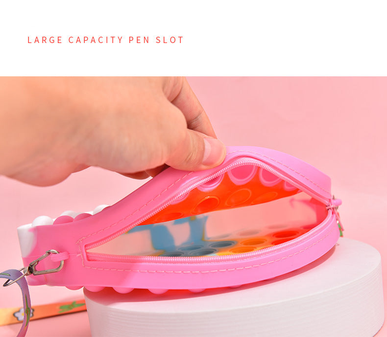 Silicone Pop It Fidget Toy Rainbow Purse for Kids 3