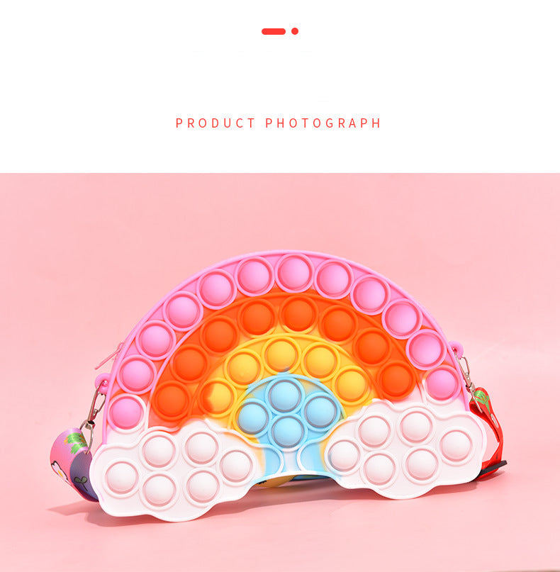 Silicone Pop It Fidget Toy Rainbow Purse for Kids 5