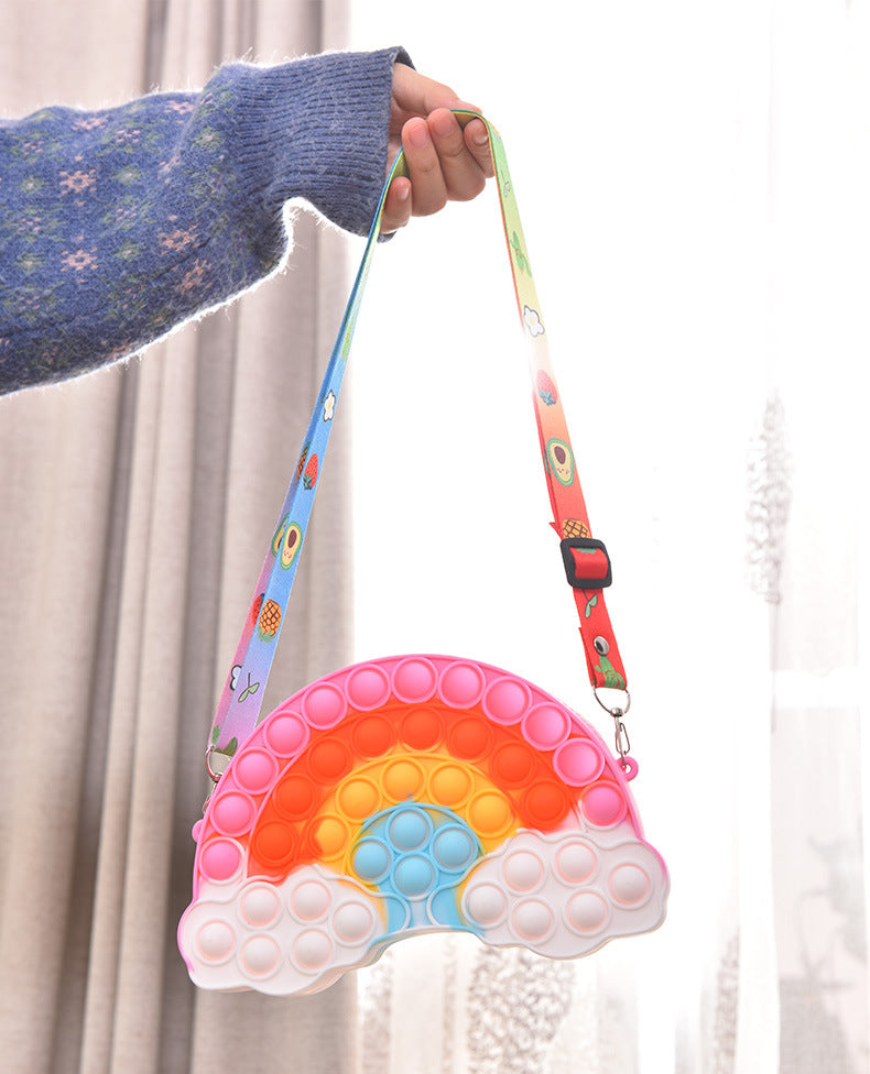 Silicone Pop It Fidget Toy Rainbow Purse for Kids 8