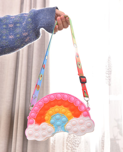 Silicone Pop It Fidget Toy Rainbow Purse for Kids 8