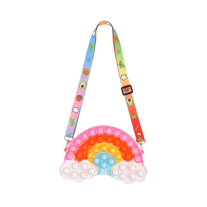 Silicone Pop It Fidget Toy Rainbow Purse for Kids