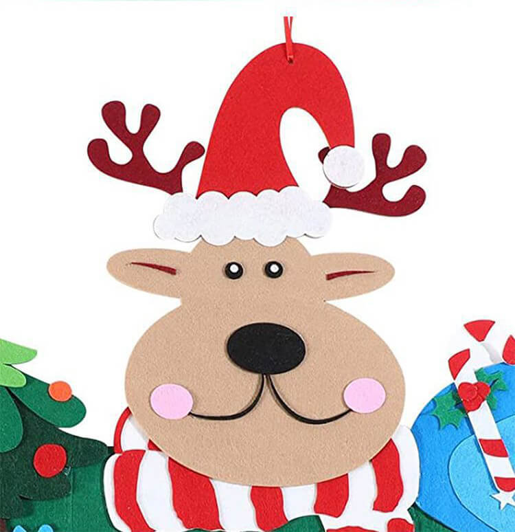 Reindeer Felt Advent Calendar Christmas Countdown Kit 65cm 10