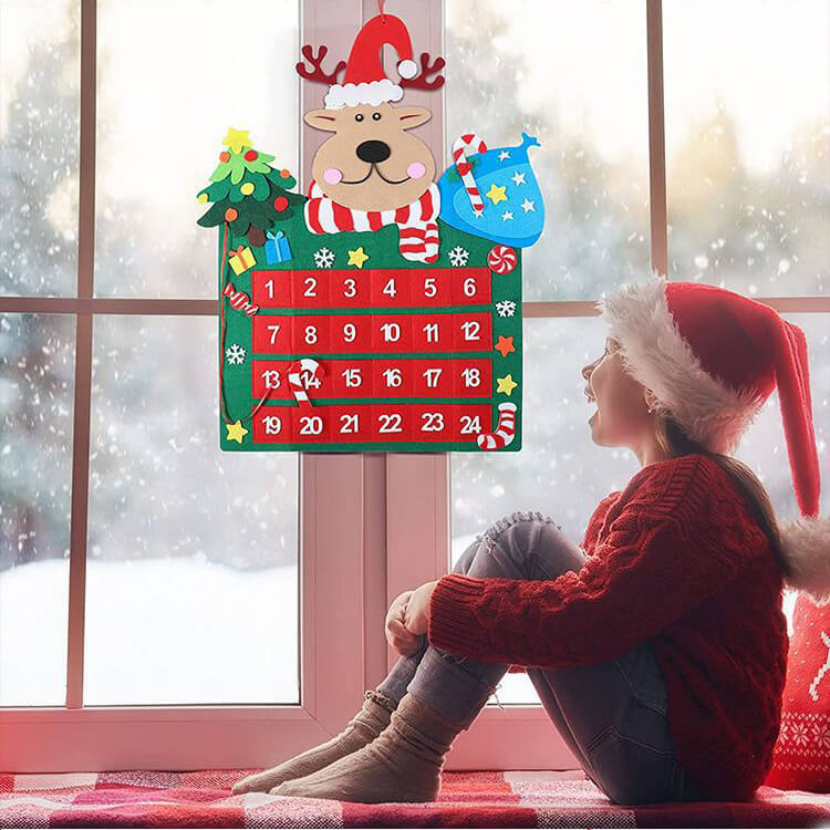 Reindeer Felt Advent Calendar Christmas Countdown Kit 65cm 8