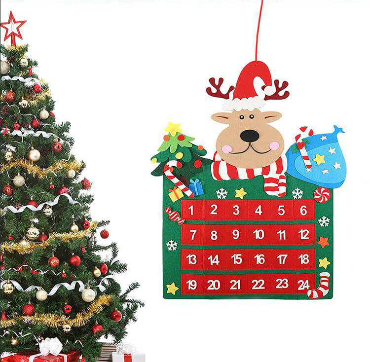 Reindeer Felt Advent Calendar Christmas Countdown Kit 65cm 5