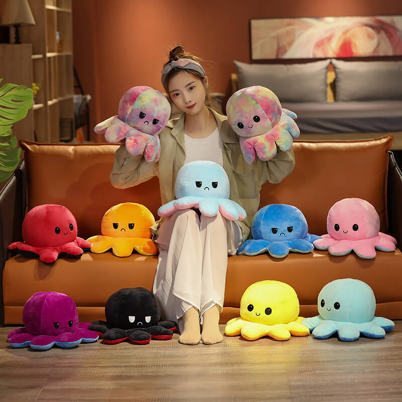 Mood Octopus Reversible Plush Toy Flip Stuffed Animal 20cm 30cm 40cm 2