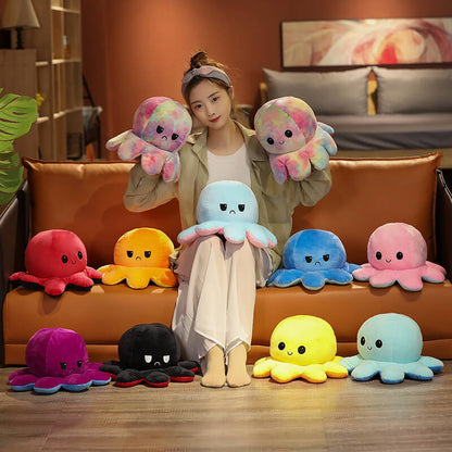 Mood Octopus Reversible Plush Toy Flip Stuffed Animal 20cm 30cm 40cm 2
