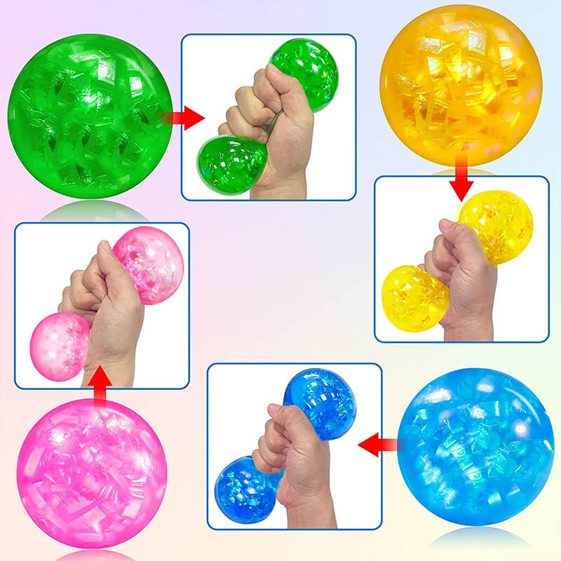 Liquid Filled Ribbon Squishy Stress Ball Sensory Toy 6cm Diameter 4