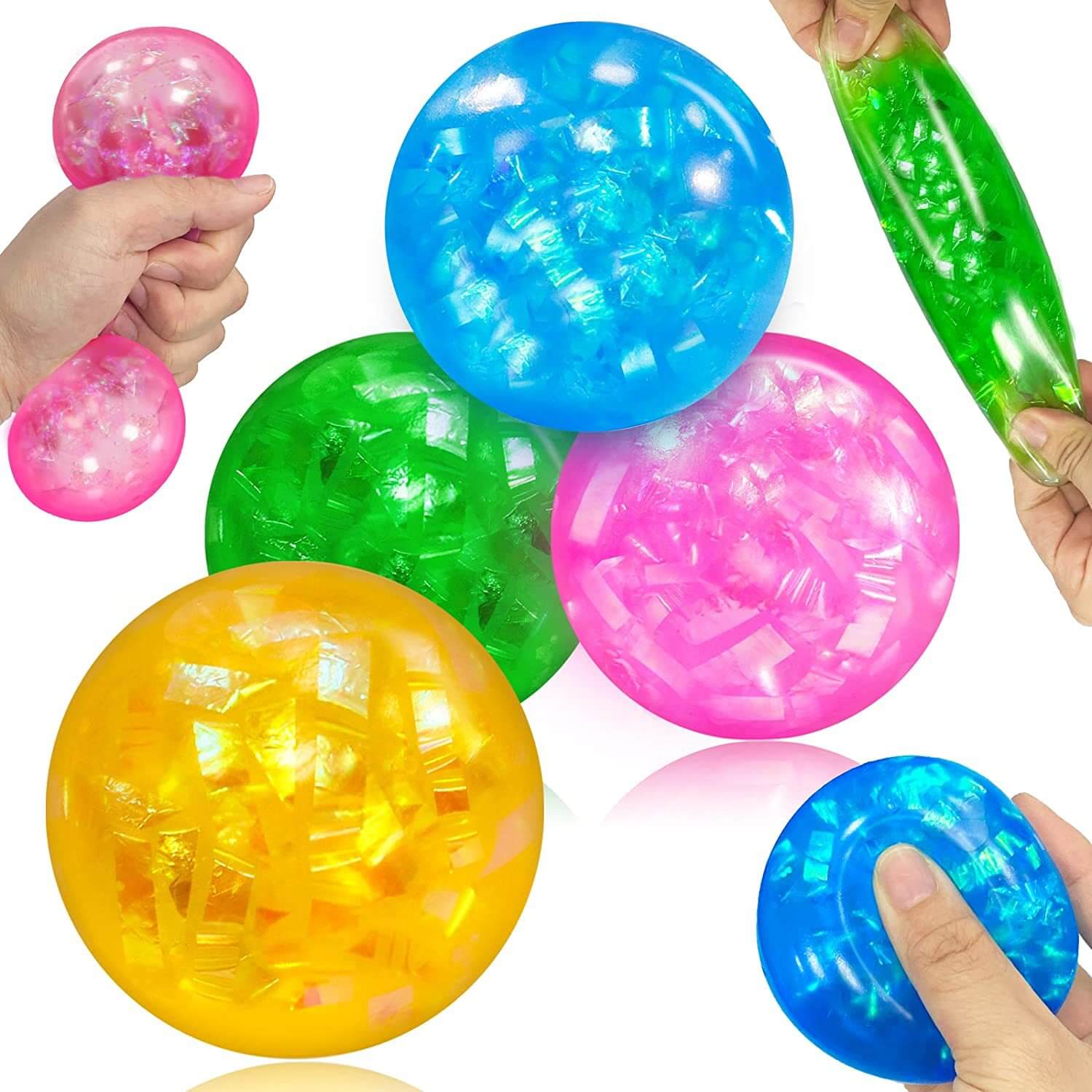 Liquid Filled Ribbon Squishy Stress Ball Sensory Toy 6cm Diameter 2