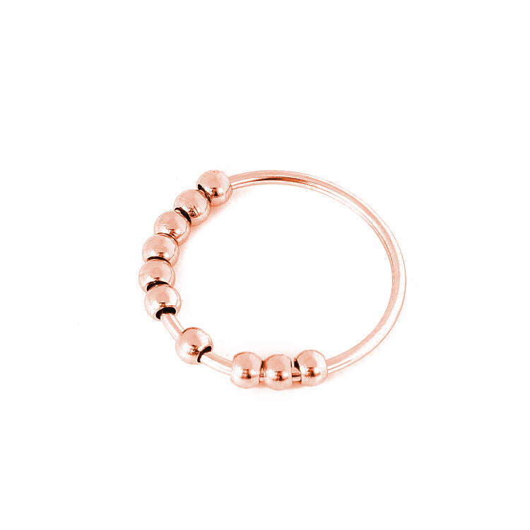 Rose Gold Tone Fidget Ring Bead Toy for Women US Size 5-11