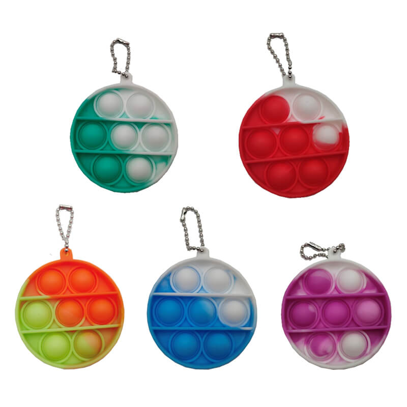 Silicone Pop It Fidget Toy Round Keychain 6cm Diameter