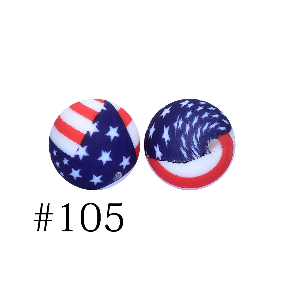 50pcs 12mm Printed Silicone Beads Water Transfer Print Assorted Colors 7