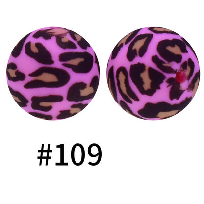 50pcs 19mm Printed Silicone Beads Printed Design 167