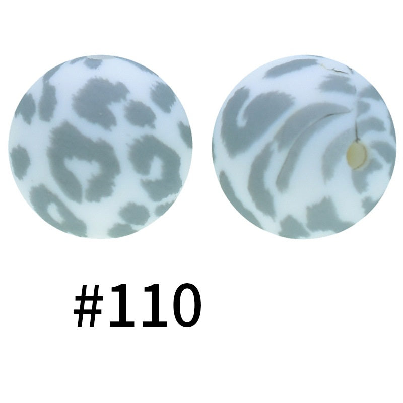 50pcs 19mm Printed Silicone Beads Printed Design 168