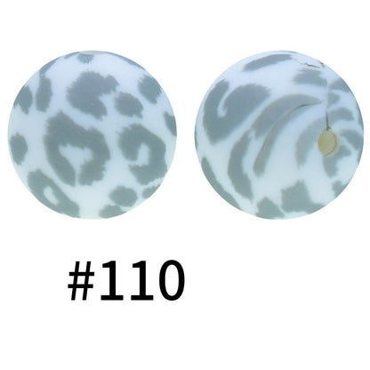 50pcs 19mm Printed Silicone Beads Printed Design 168