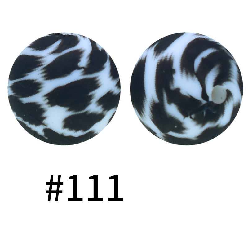 50pcs 19mm Printed Silicone Beads Printed Design 169