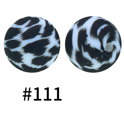 50pcs 19mm Printed Silicone Beads Printed Design 169