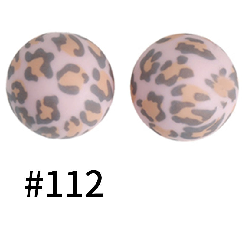 50pcs 19mm Printed Silicone Beads Printed Design 170