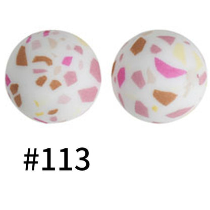 50pcs 19mm Printed Silicone Beads Printed Design 171