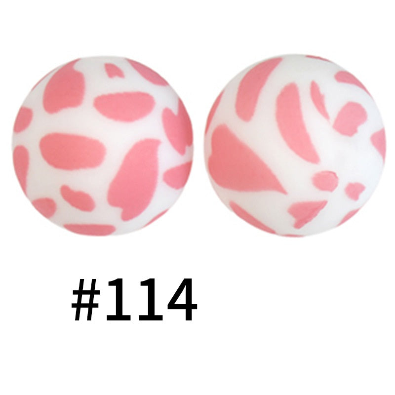 50pcs 19mm Printed Silicone Beads Printed Design 172