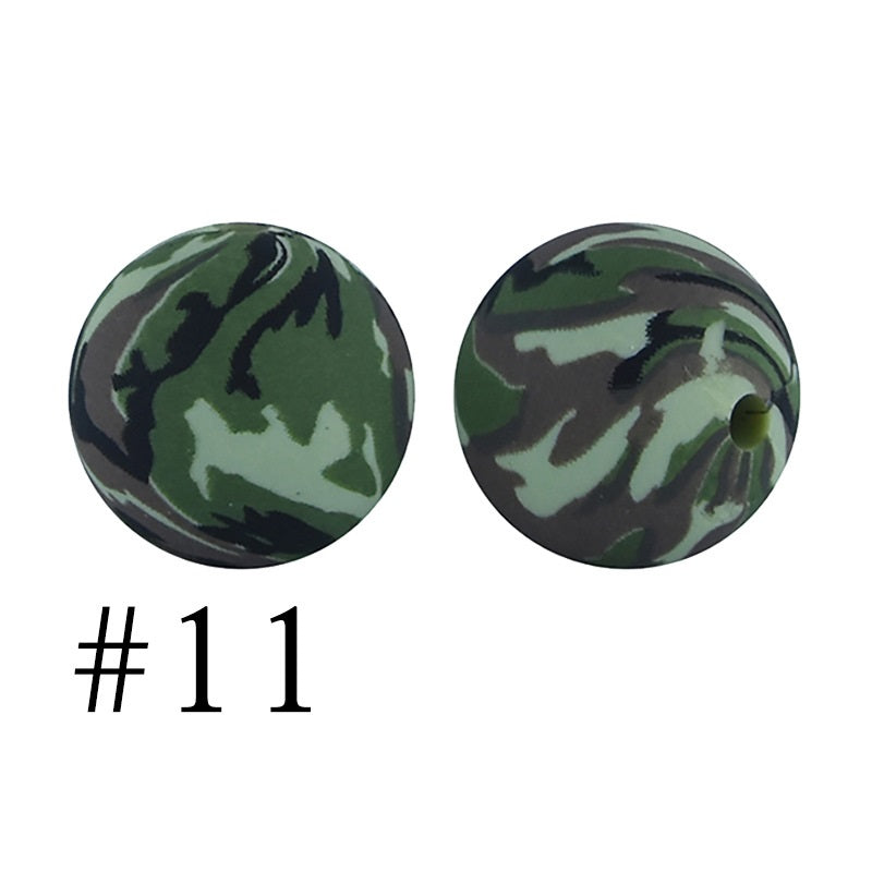 50pcs 12mm Printed Silicone Beads Water Transfer Print Assorted Colors 56