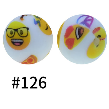 50pcs 19mm Printed Silicone Beads Printed Design 184